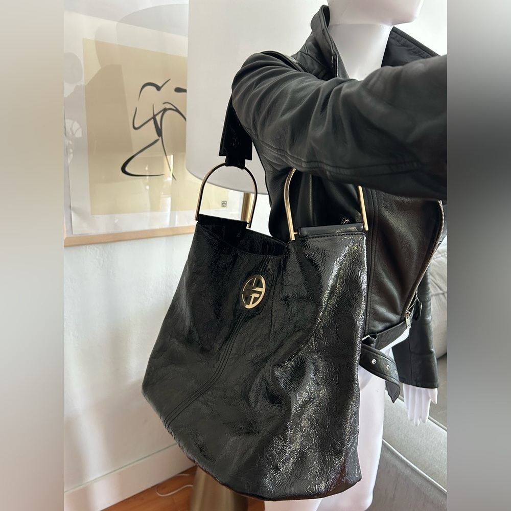 VTG Leather Black Genuine Leather  Shoulder Bag - Picture 4 of 13